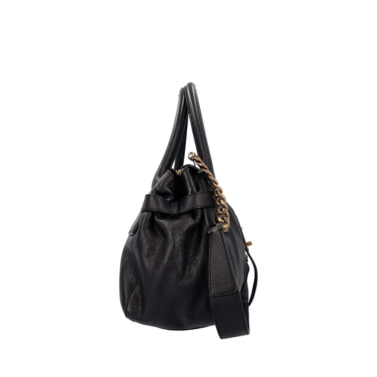 Burberry Turn Lock Leather Black Tote Bag