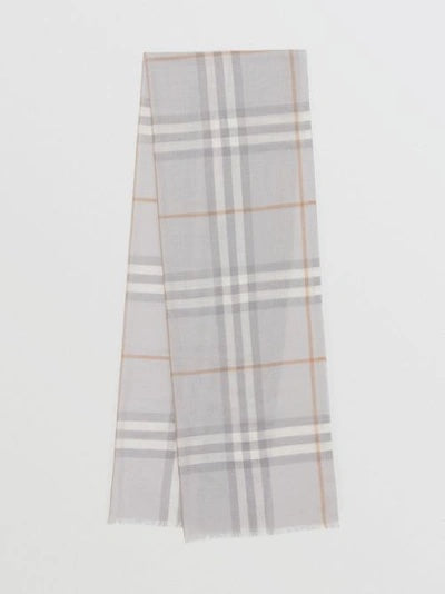 BURBERRY BEIGE GAUZE LIGHTWEIGHT GIANT CHECK SCARF