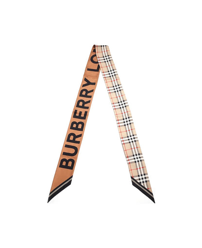 BURBERRY VINTAGE CHECK LOGO SILK SKINNY SCARF