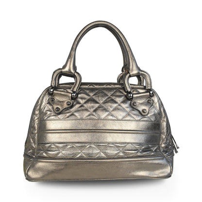 Burberry Metallic Bowler Leather Silver Tote Bag