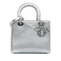Silver Dior Medium Metallic Patent Microcannage Lady Dior Satchel Rovelle Bags