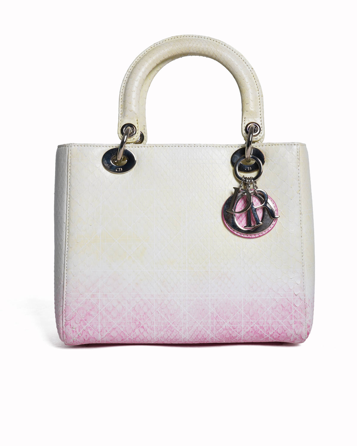 Christian Dior Yellow-Pink Python Lady Dior Bag Rovelle Bags