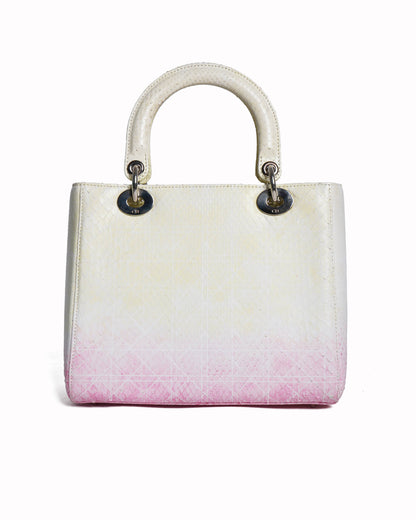 Christian Dior Yellow-Pink Python Lady Dior Bag Rovelle Bags