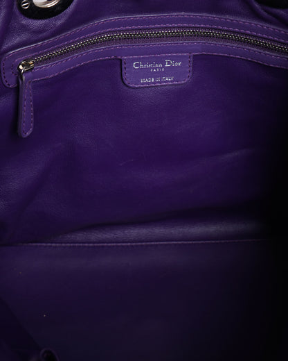 Christian Dior Purple Soft Leather Top Handle Woven Tote Rovelle Bags