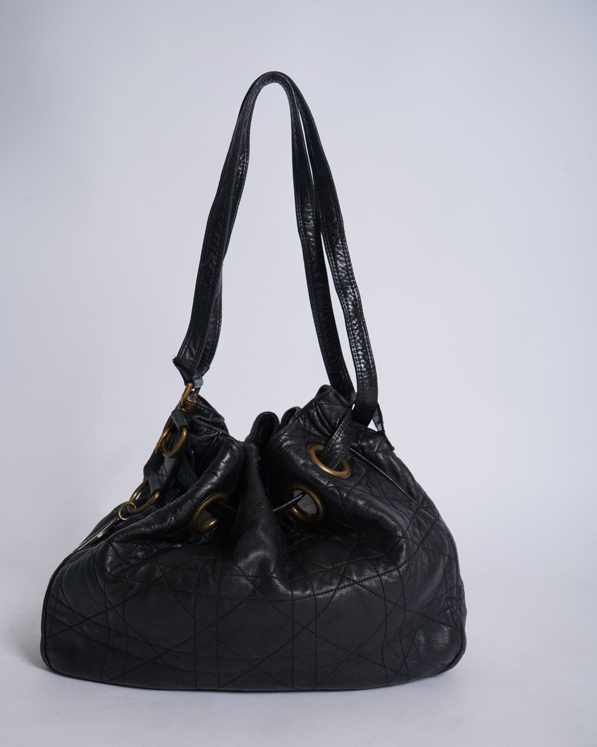 Dior Black Cannage Leather Miss Dior Drawstring Bag Rovelle Bags