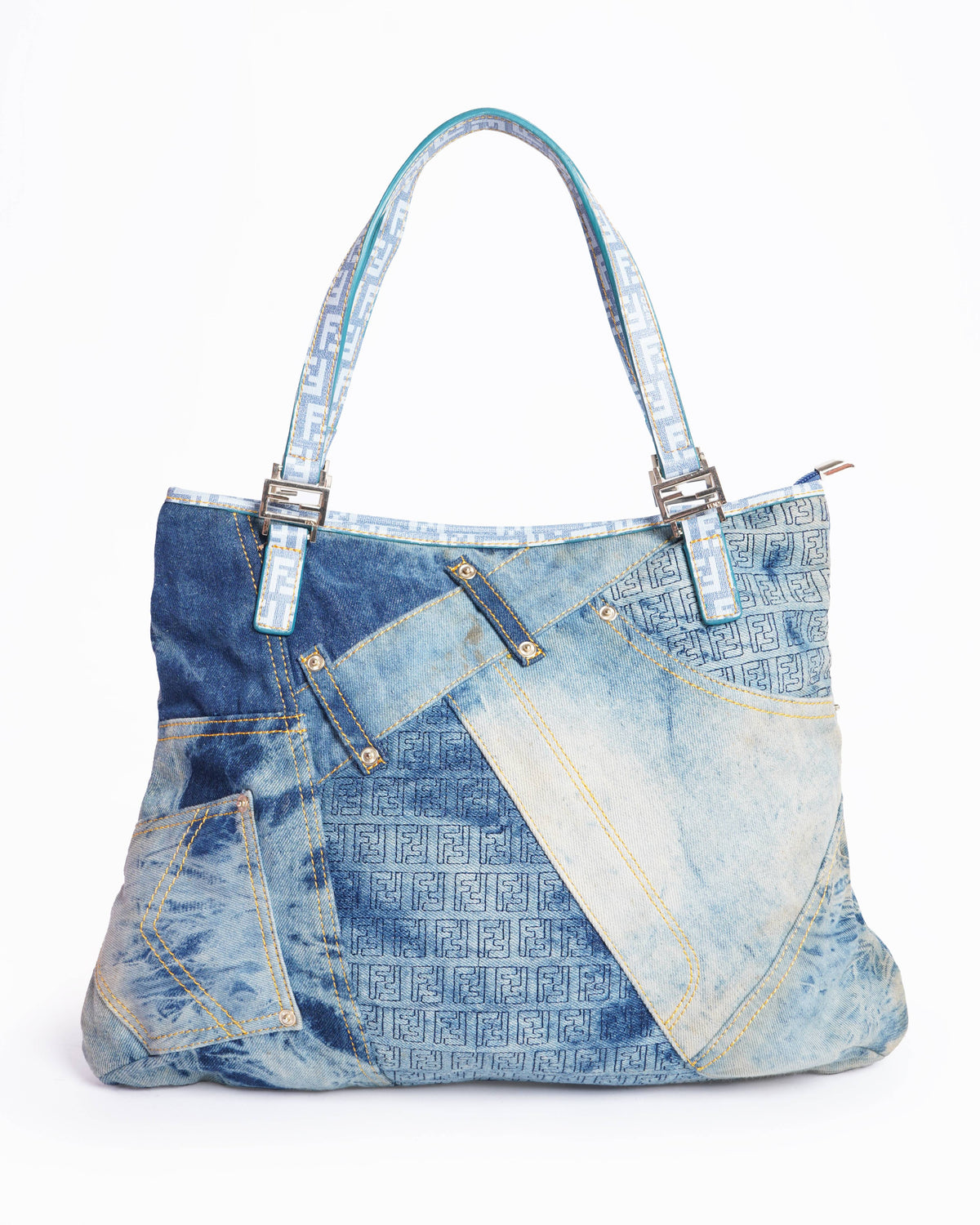 Fendi ff logo denim tote bag Rovelle Bags