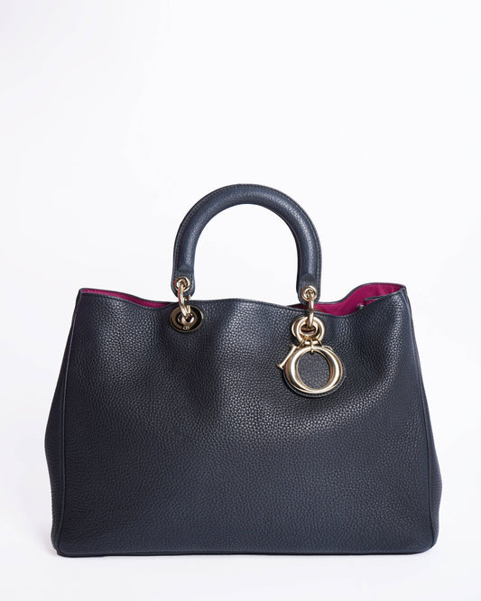 Christian Dior Black Leather Medium Diorissimo Shopper Tote Bag Rovelle Bags