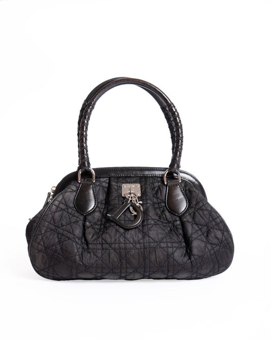 Christian Dior Satin Cannage Charming Doctors Bag Black Rovelle Bags