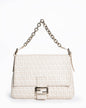 Fendi Cream/Light Gold Zucchino Canvas Mama Forever Shoulder HandBag Rovelle Bags