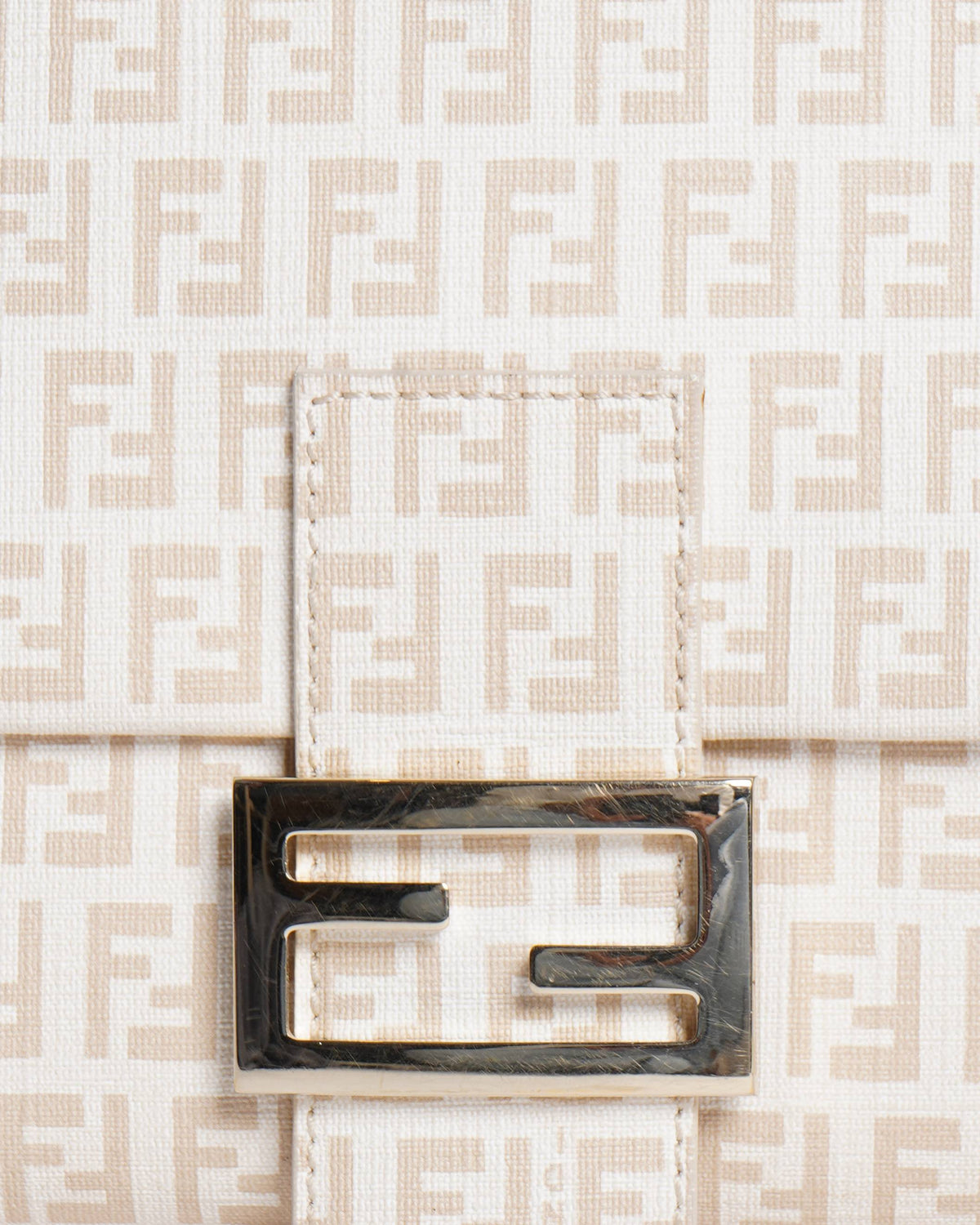 Fendi Cream/Light Gold Zucchino Canvas Mama Forever Shoulder HandBag Rovelle Bags