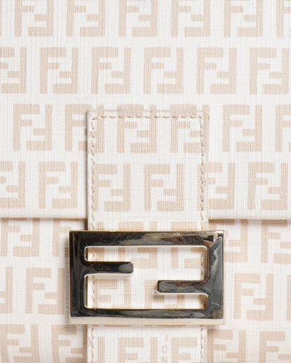 Fendi Cream/Light Gold Zucchino Canvas Mama Forever Shoulder HandBag Rovelle Bags