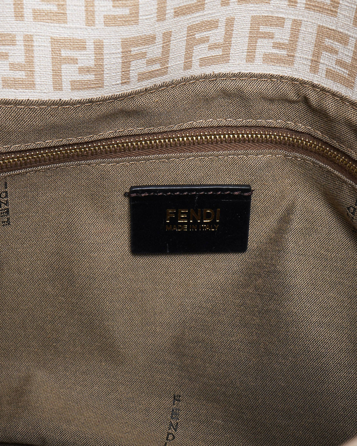Fendi Cream/Light Gold Zucchino Canvas Mama Forever Shoulder HandBag Rovelle Bags