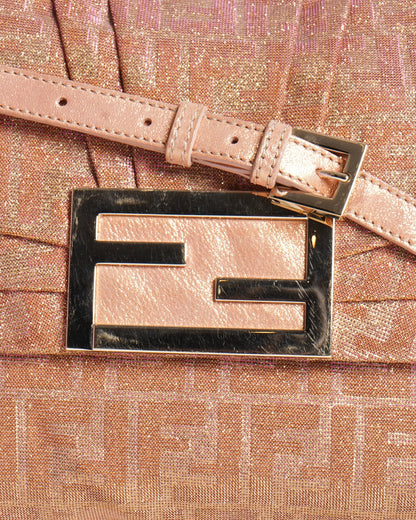 Fendi Pink Large Zucca Metallic Lurex Mia Shoulder Bag Rovelle Bags