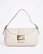 Fendi Zucchino Canvas Mamma Baguette Shoulder Bag Beige Rovelle Bags