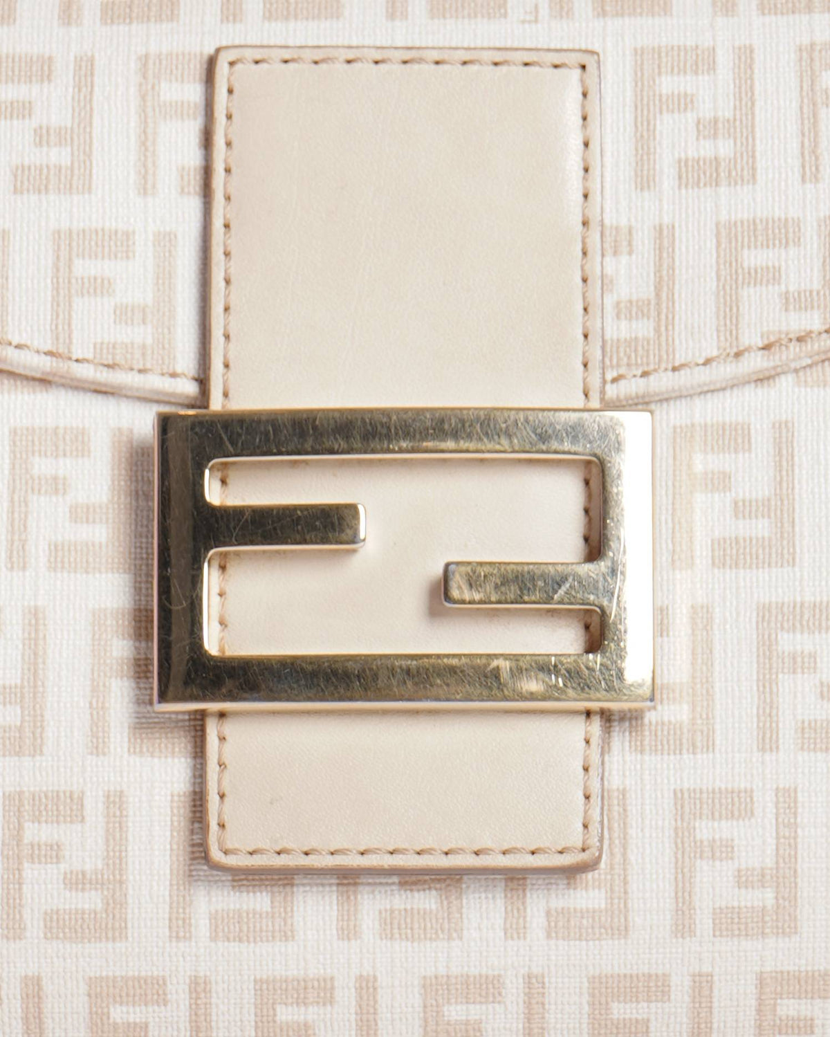 Fendi Zucchino Canvas Mamma Baguette Shoulder Bag Beige Rovelle Bags