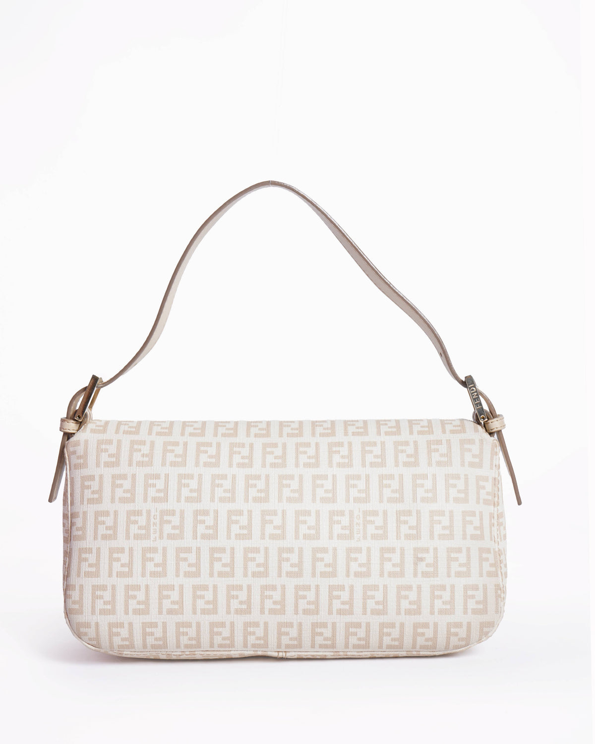 Fendi Zucchino Canvas Mamma Baguette Shoulder Bag Beige Rovelle Bags