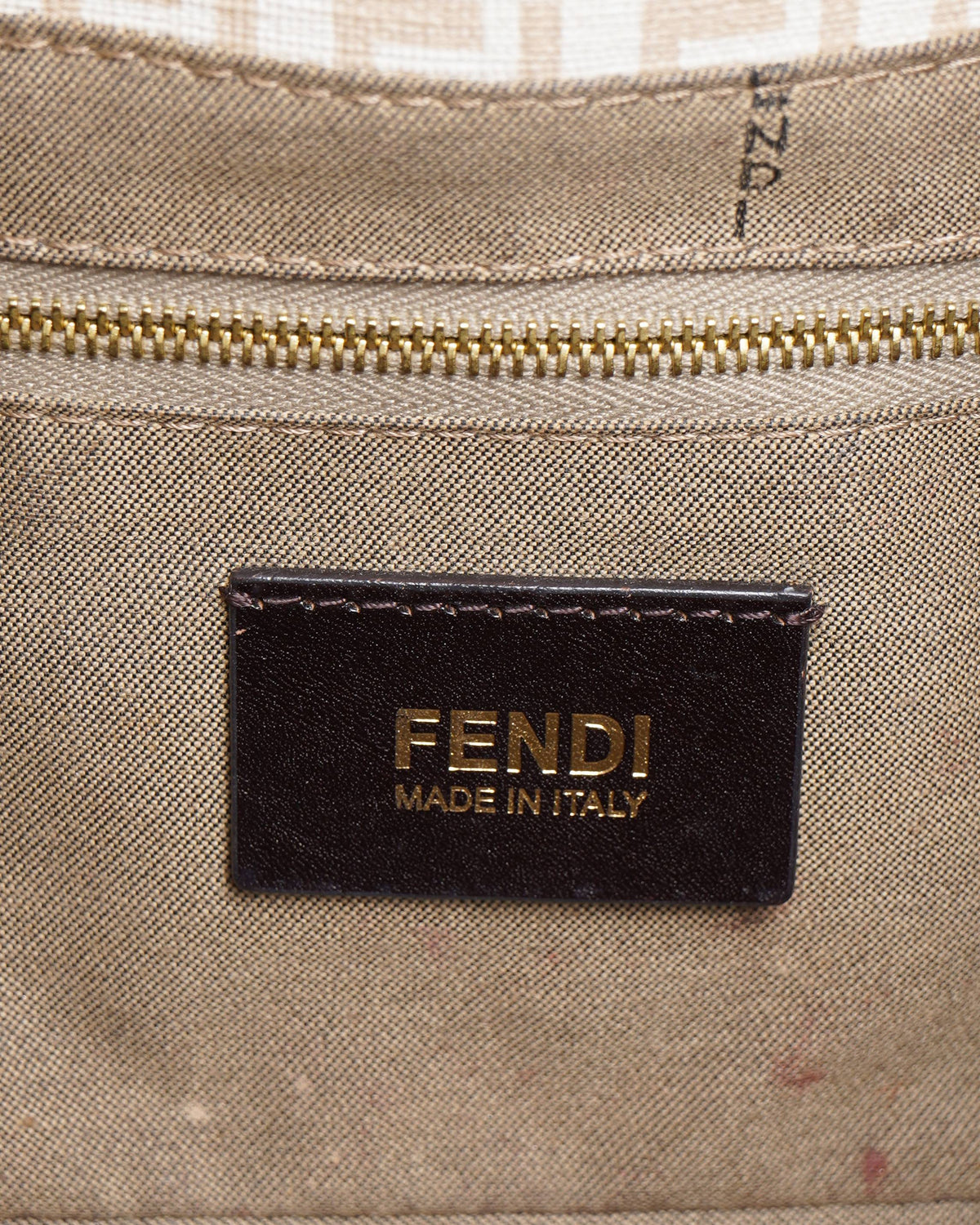 Fendi Zucchino Canvas Mamma Baguette Shoulder Bag Beige Rovelle Bags
