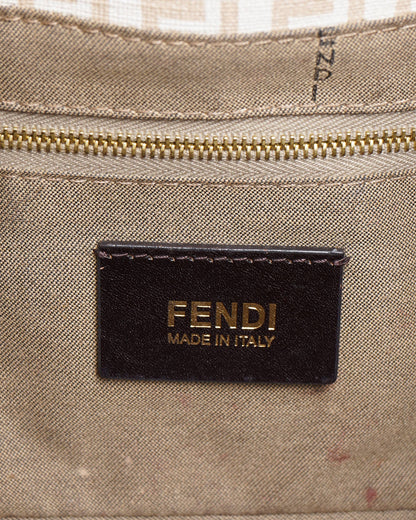 Fendi Zucchino Canvas Mamma Baguette Shoulder Bag Beige Rovelle Bags