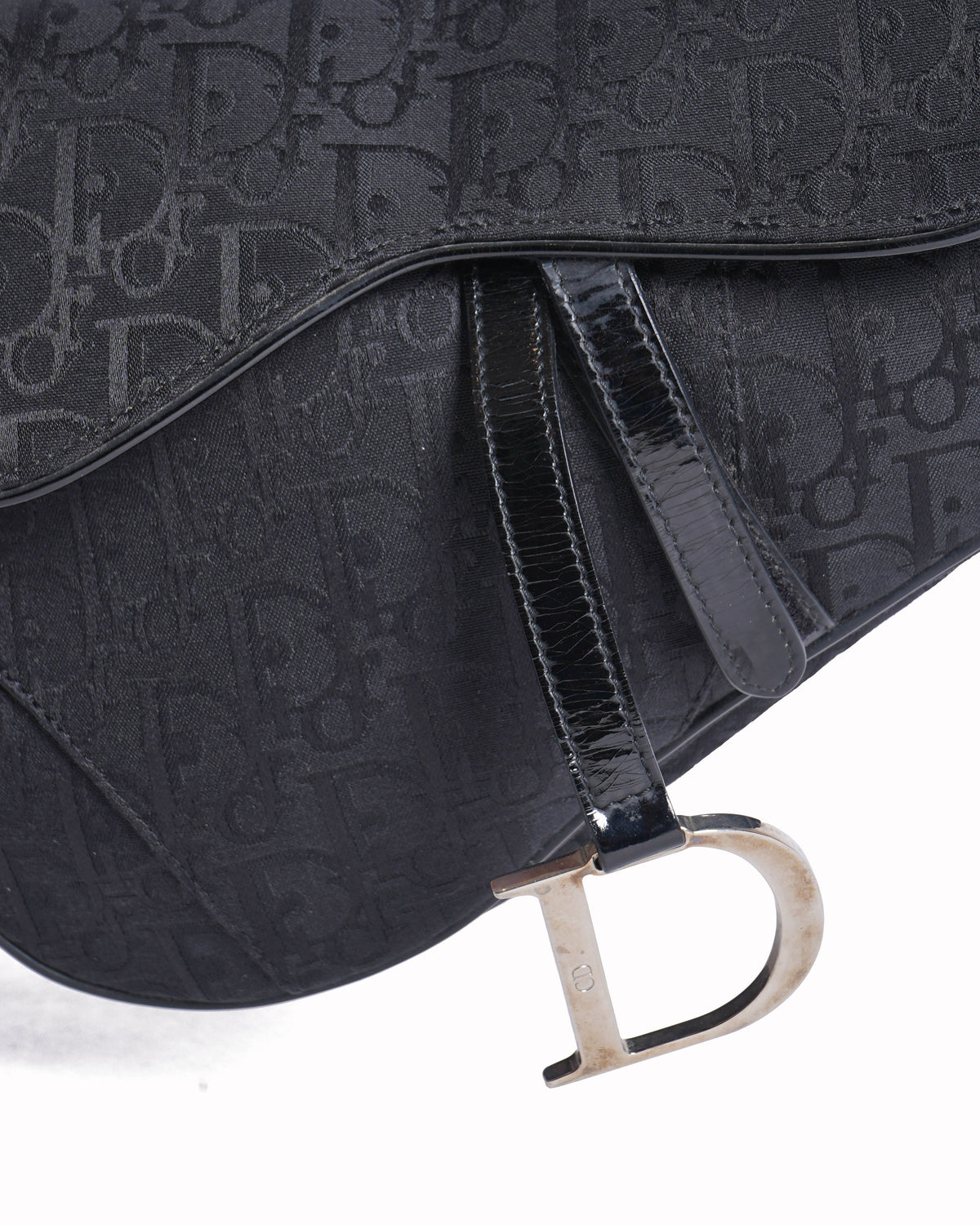 Christian Dior Saddle Bag In Black Signature Canvas Logo Rovelle Bags