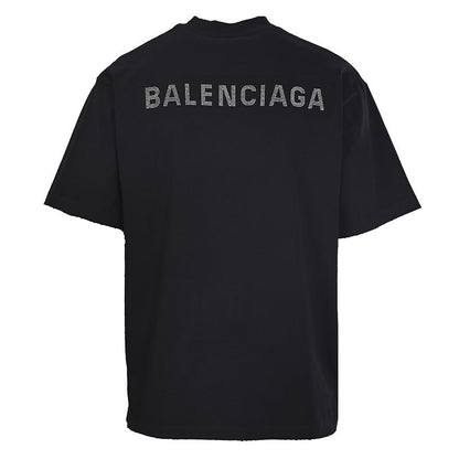 Balenciaga Short-Sleeve T-Shirt with Front and Back Rhinestone Embellishments