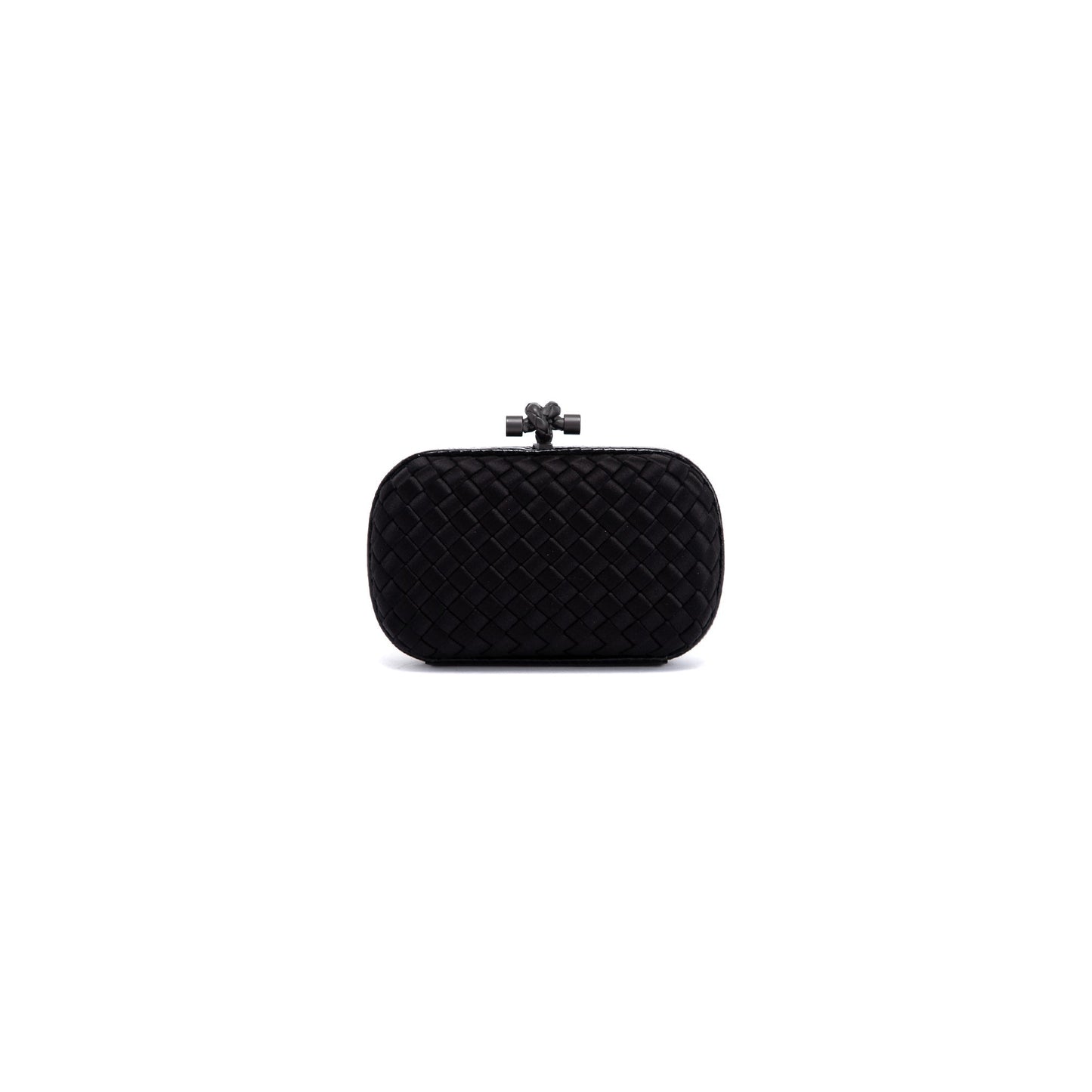 Bottega Veneta Ayers-Trimmed Satin Intrecciato Knot Clutch
