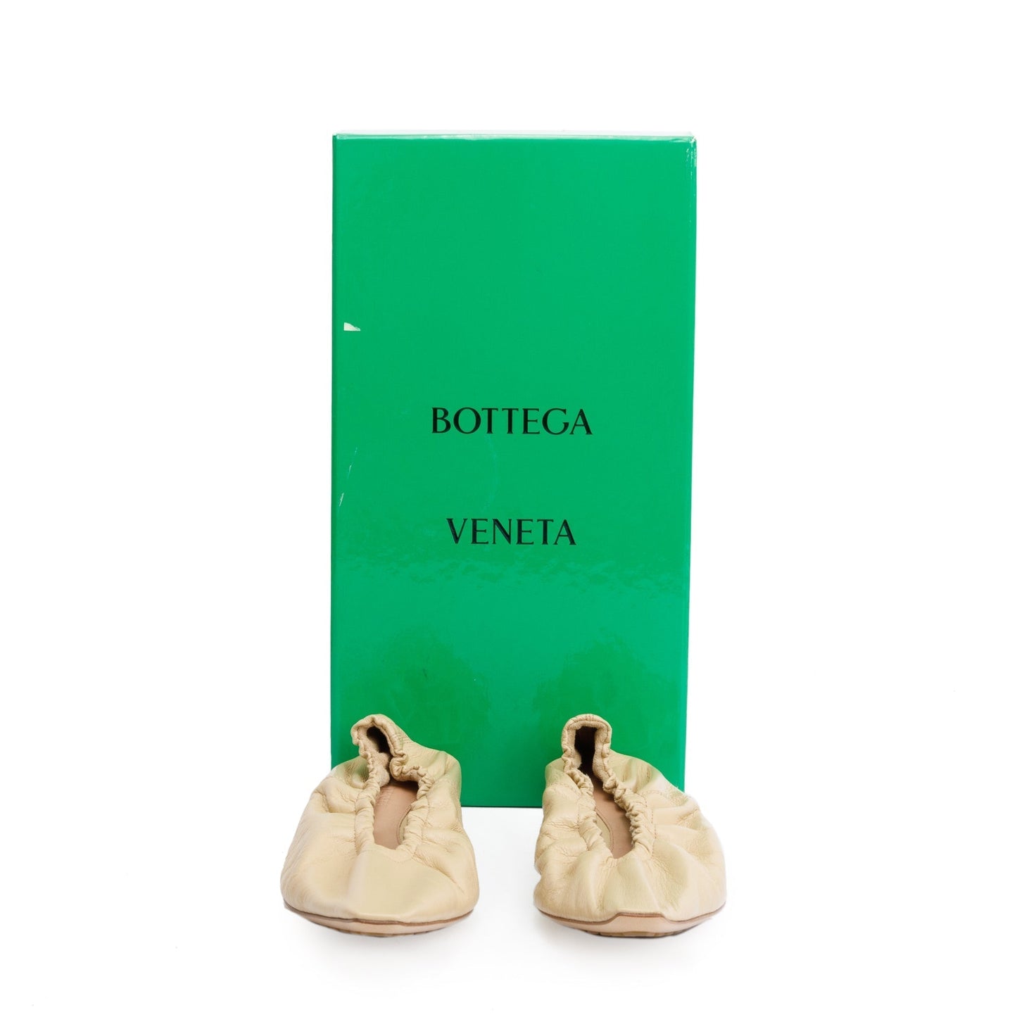Bottega Veneta Beige Crush Nappa Leather Ballerina Flats, Size 38