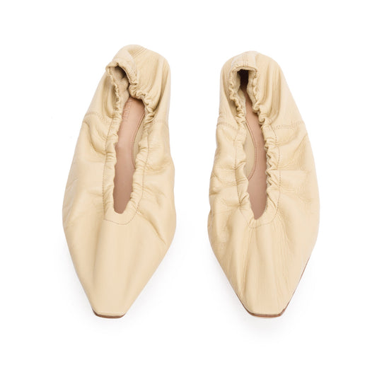 Bottega Veneta Beige Crush Nappa Leather Ballerina Flats, Size 38