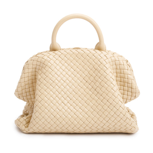 Bottega Veneta Beige Intrecciato Weave Padded Medium The Handle Bag