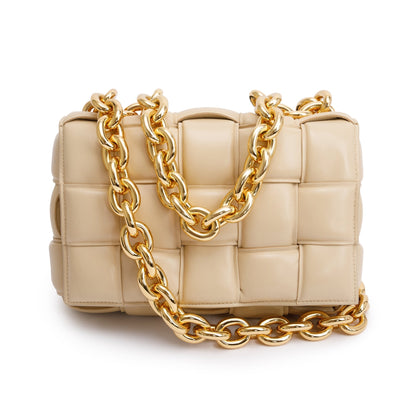 Bottega Veneta Beige Nappa Intrecciato Padded Chain Cassette Bag
