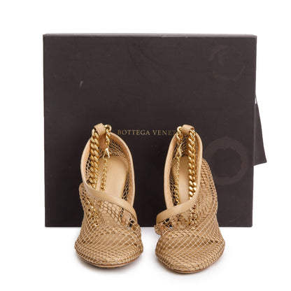 Bottega Veneta Beige Nappa Mesh Chunky Chain Link Pumps, Size 37.5
