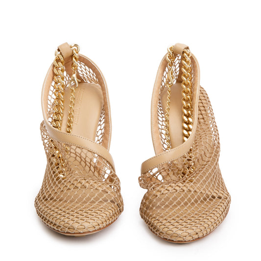 Bottega Veneta Beige Nappa Mesh Chunky Chain Link Pumps, Size 37.5