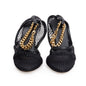 Bottega Veneta Black Leather Mesh Chain Accent Tex Sandal Pumps, Size 39