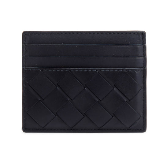 Bottega Veneta Black Nappa Leather Intrecciato Card Holder