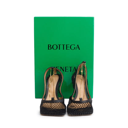 Bottega Veneta Black Nappa Mesh Stretch Chain Link Pumps, Size 39