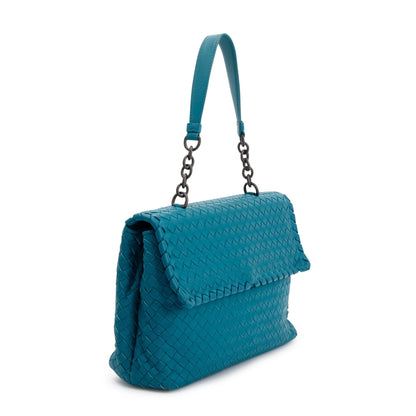 Bottega Veneta Blue Large Intrecciato Olimpia Bag