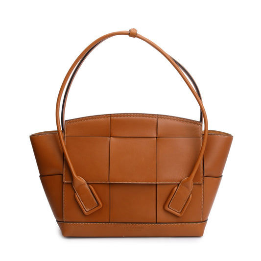 Bottega Veneta Brown Maxi Intrecciato Leather Medium Arco Bag