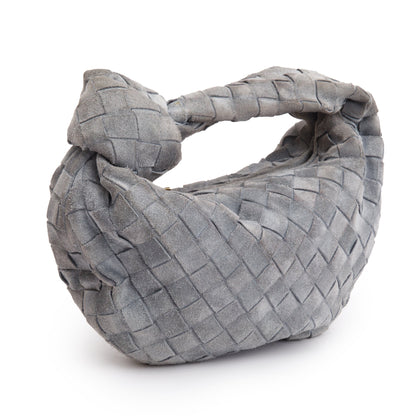 Bottega Veneta Grey Suede Intrecciato Leather Mini Jodie Bag