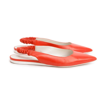 Bottega Veneta Orange Leather Slingback Ballerina Flats, Size 38.5