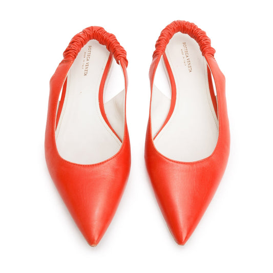Bottega Veneta Orange Leather Slingback Ballerina Flats, Size 38.5
