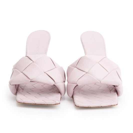 Bottega Veneta Pink Lambskin Leather Padded Sandals, Size 37.5