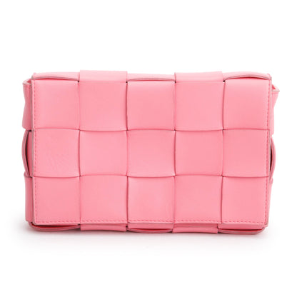Bottega Veneta Pink Leather Intrecciato Classic Cassette Bag