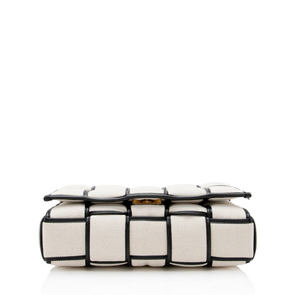 Luxury Bottega Veneta Puffed Canvas Cassette Crossbody (SHF-22046)