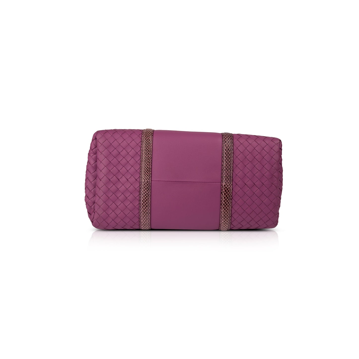 Bottega Veneta Snakeskin Trimmed Intrecciato Roma Bag