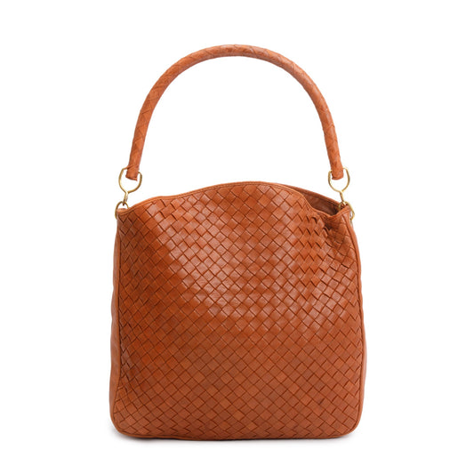 Bottega Veneta Vintage Tan Intrecciato Leather Small Hobo