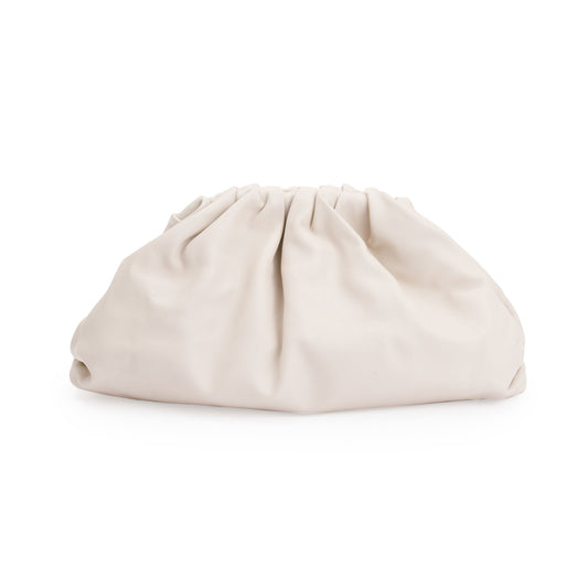 Bottega Veneta White Calfskin Leather The Classic Large Pouch
