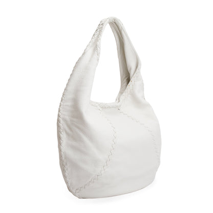 Bottega Veneta White Intrecciato Leather Cervo Hobo