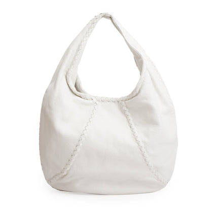 Bottega Veneta White Intrecciato Leather Cervo Hobo