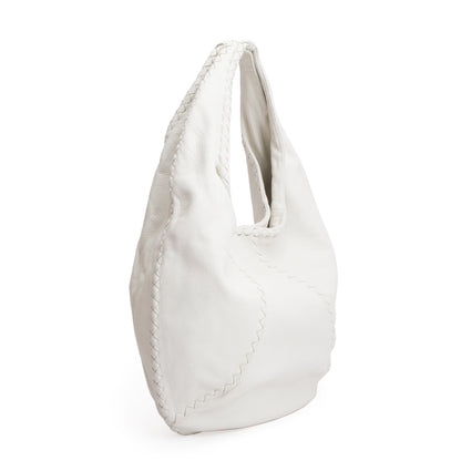 Bottega Veneta White Intrecciato Leather Cervo Hobo