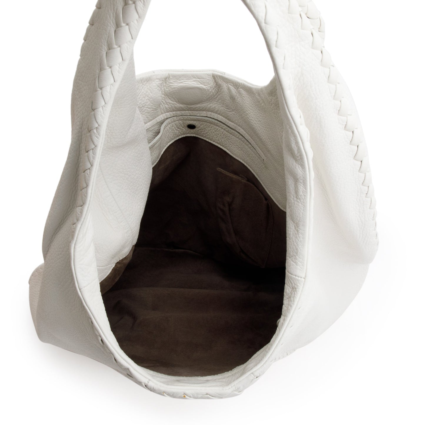 Bottega Veneta White Intrecciato Leather Cervo Hobo