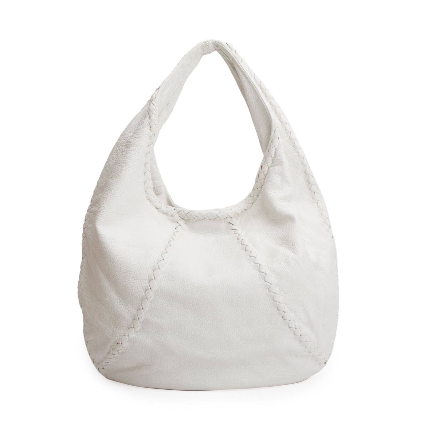 Bottega Veneta White Intrecciato Leather Cervo Hobo